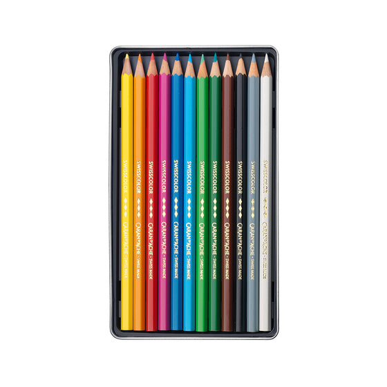 Caran D'Ache Σετ 12 ξυλομπογιές Swisscolor® σε μεταλλική κασετίνα
